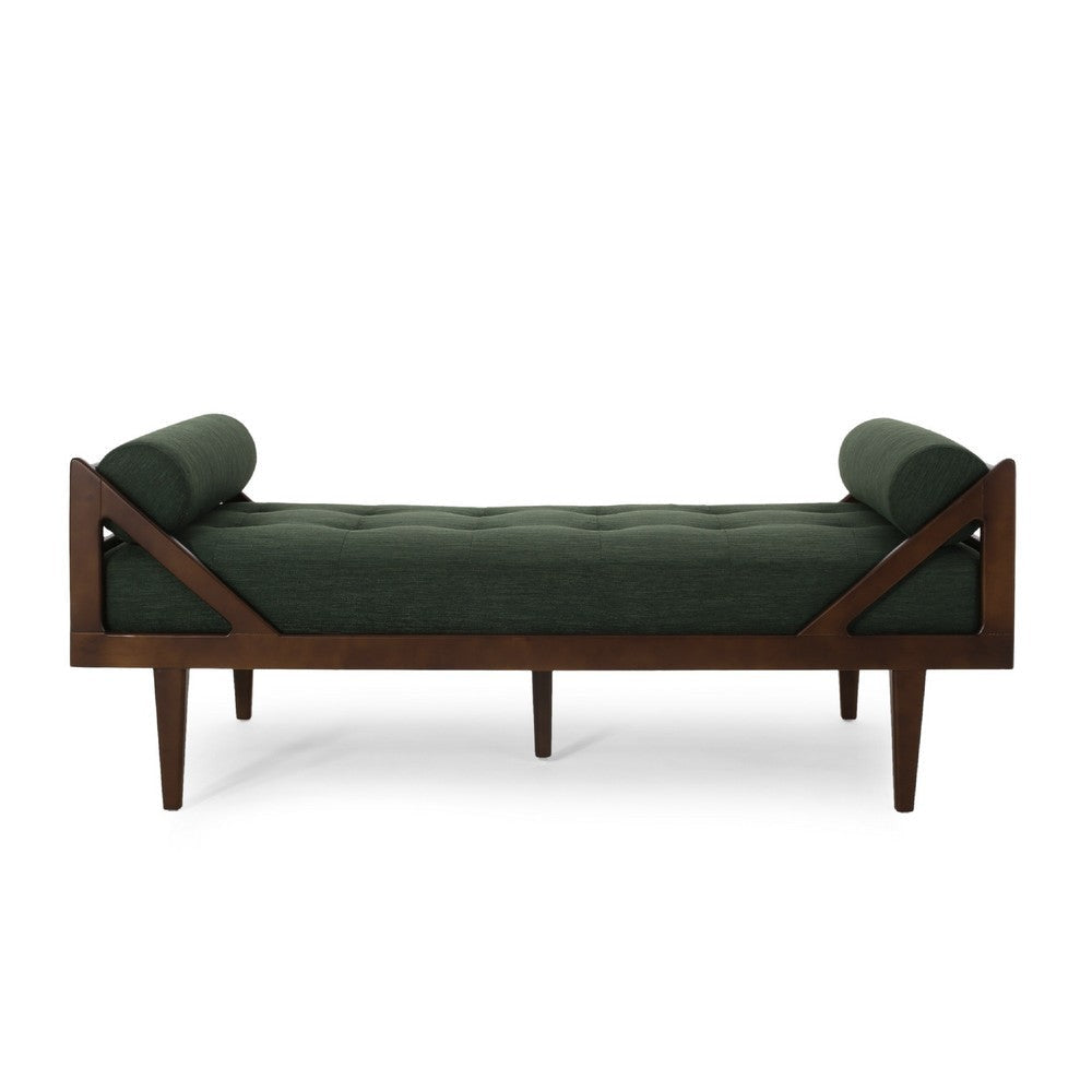 Henry Chaise Lounger with 2 Rolled Bolster Pillows | Blackish Green