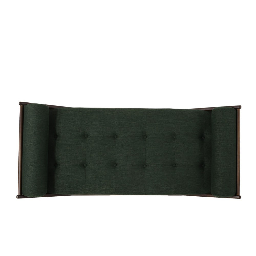 Henry Chaise Lounger with 2 Rolled Bolster Pillows | Blackish Green