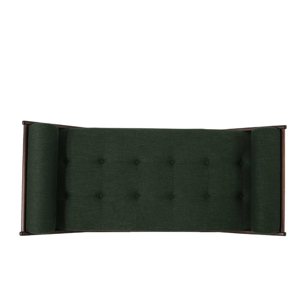 Henry Chaise Lounger with 2 Rolled Bolster Pillows | Blackish Green