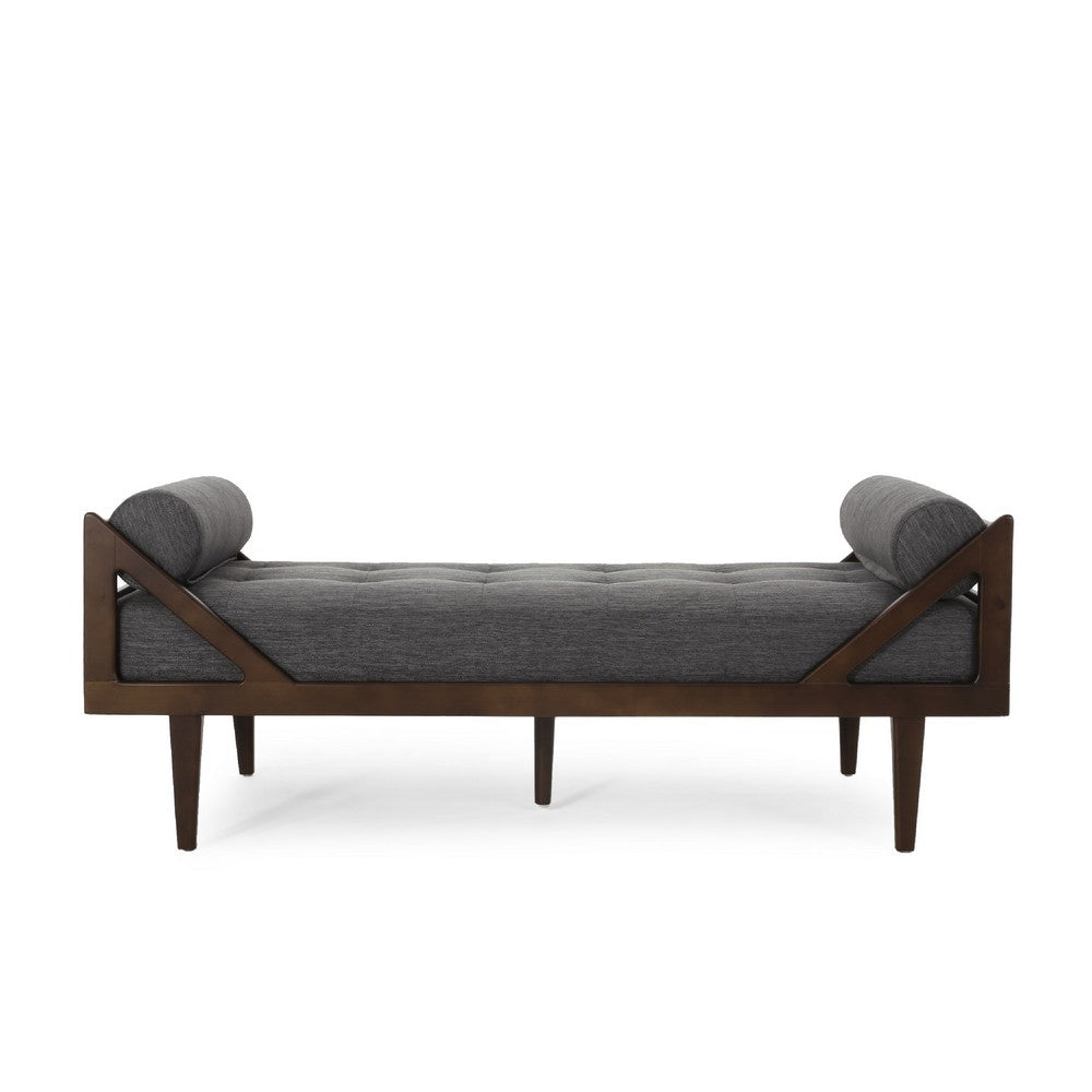 Henry Chaise Lounger | 2 Bolster Pillows | Charcoal Gray Waffle Stitch