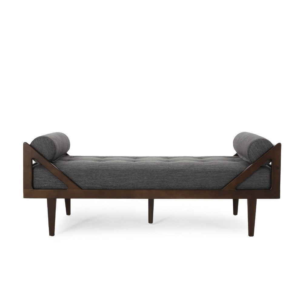 Henry Chaise Lounger | 2 Bolster Pillows | Charcoal Gray Waffle Stitch