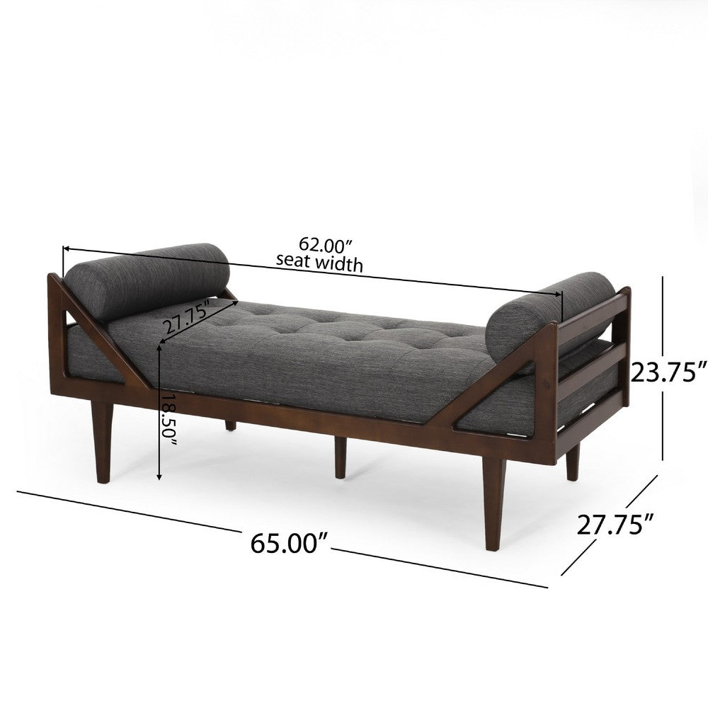 Henry Chaise Lounger | 2 Bolster Pillows | Charcoal Gray Waffle Stitch