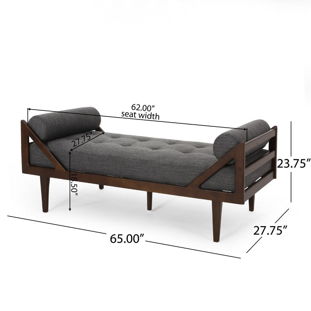 Henry Chaise Lounger | 2 Bolster Pillows | Charcoal Gray Waffle Stitch