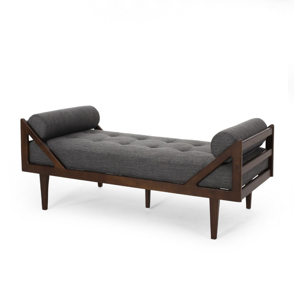 Henry Chaise Lounger | 2 Bolster Pillows | Charcoal Gray Waffle Stitch