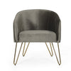 Anya Lounge Armchair | Curved Seat | Gold Hairpin Legs | Gray Velvet
