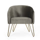 Anya Lounge Armchair | Curved Seat | Gold Hairpin Legs | Gray Velvet