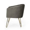 Anya Lounge Armchair | Curved Seat | Gold Hairpin Legs | Gray Velvet