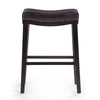Emett Saddle Barstool Set of 2 | Studded | Brown Faux Leather and Wood