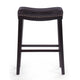 Emett Saddle Barstool Set of 2 | Studded | Brown Faux Leather and Wood