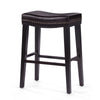 Emett Saddle Barstool Set of 2 | Studded | Brown Faux Leather and Wood BM335298