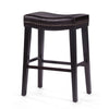 Emett Saddle Barstool Set of 2 | Studded | Brown Faux Leather and Wood