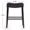 Emett Saddle Barstool Set of 2 | Studded | Brown Faux Leather and Wood