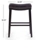 Emett Saddle Barstool Set of 2 | Studded | Brown Faux Leather and Wood