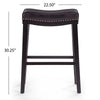 Emett Saddle Barstool Set of 2 | Studded | Brown Faux Leather and Wood BM335298