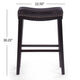 Emett Saddle Barstool Set of 2 | Studded | Brown Faux Leather and Wood BM335298