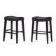 Emett Saddle Barstool Set of 2 | Studded | Brown Faux Leather and Wood