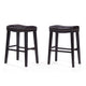 Emett Saddle Barstool Set of 2 | Studded | Brown Faux Leather and Wood