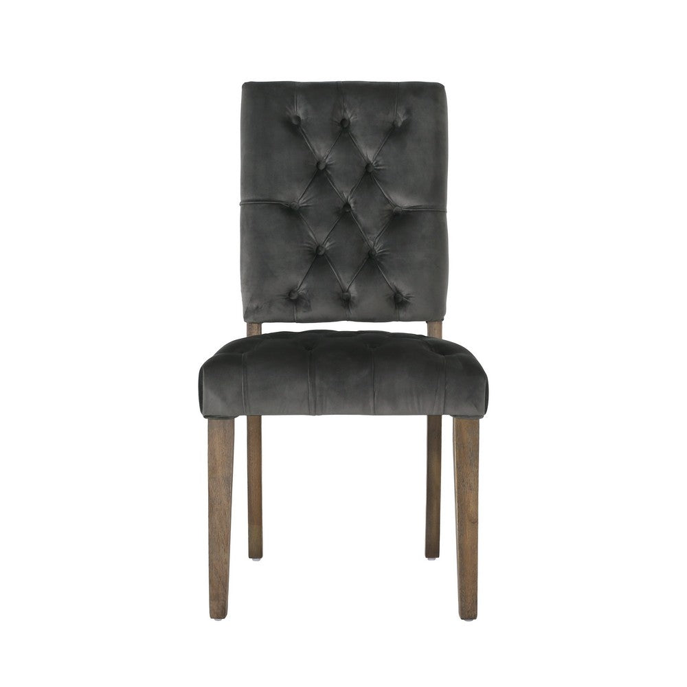 Zavie Dining Chair Set of 2 | Charcoal Diamond Stitched Faux Leather