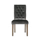 Zavie Dining Chair Set of 2 | Charcoal Diamond Stitched Faux Leather