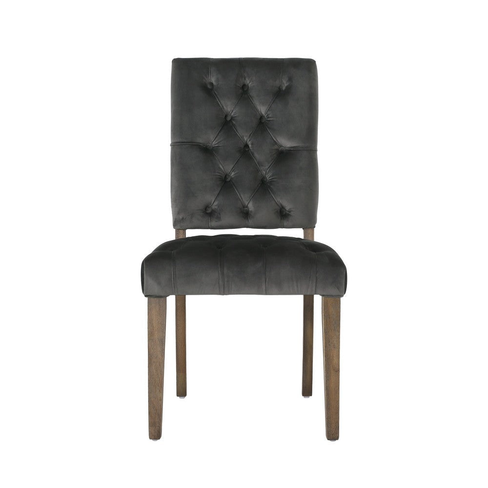 Zavie Dining Chair Set of 2 | Charcoal Diamond Stitched Faux Leather BM335299