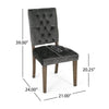 Zavie Dining Chair Set of 2 | Charcoal Diamond Stitched Faux Leather