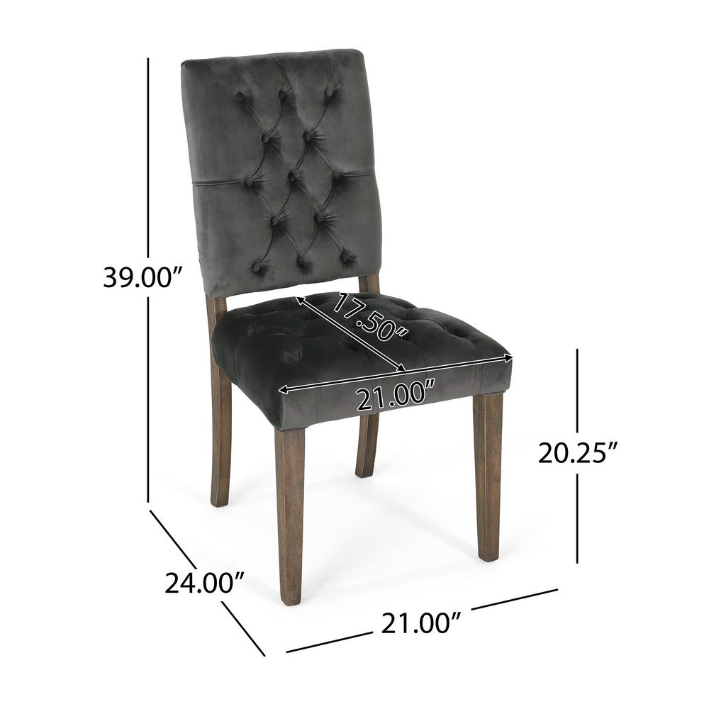 Zavie Dining Chair Set of 2 | Charcoal Diamond Stitched Faux Leather