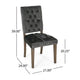 Zavie Dining Chair Set of 2 | Charcoal Diamond Stitched Faux Leather