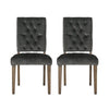 Zavie Dining Chair Set of 2 | Charcoal Diamond Stitched Faux Leather