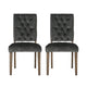Zavie Dining Chair Set of 2 | Charcoal Diamond Stitched Faux Leather
