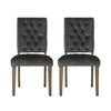 Zavie Dining Chair Set of 2 | Charcoal Diamond Stitched Faux Leather