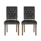 Zavie Dining Chair Set of 2 | Charcoal Diamond Stitched Faux Leather