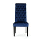 Marie Dining Chair Set of 2 | Birch Wood | High Back Navy Blue Velvet