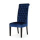 Marie Dining Chair Set of 2 | Birch Wood | High Back Navy Blue Velvet