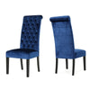 Marie Dining Chair Set of 2 | Birch Wood | High Back Navy Blue Velvet