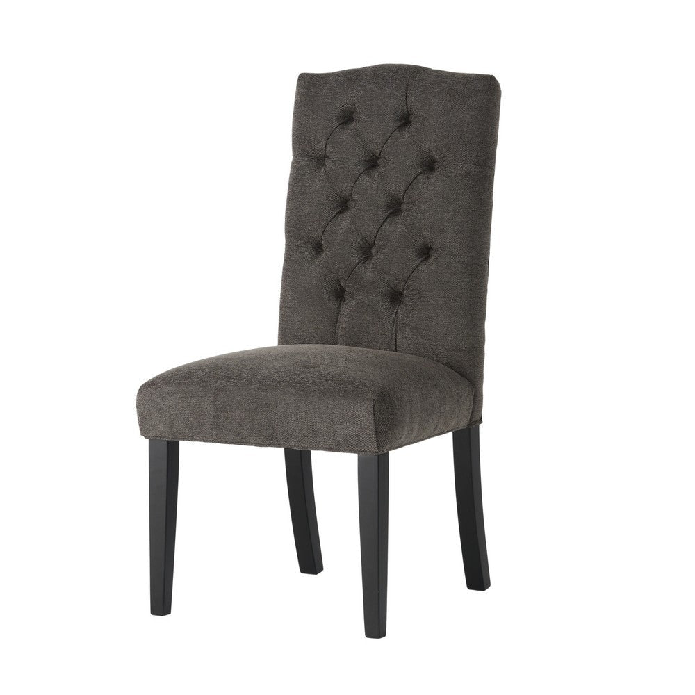 Elona Dining Chair Set of 2 | Crown Top | Gray Tufted Diamond Stitched BM335302