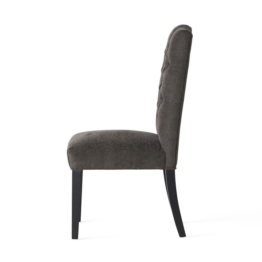 Elona Dining Chair Set of 2 | Crown Top | Gray Tufted Diamond Stitched
