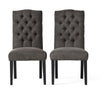 Elona Dining Chair Set of 2 | Crown Top | Gray Tufted Diamond Stitched