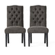 Elona Dining Chair Set of 2 | Crown Top | Gray Tufted Diamond Stitched