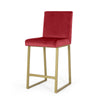 Willy Barstool Chair Set of 2 | Gold Iron and Retro Wine Red Velvet
