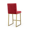 Willy Barstool Chair Set of 2 | Gold Iron and Retro Wine Red Velvet