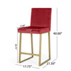 Willy Barstool Chair Set of 2 | Gold Iron and Retro Wine Red Velvet BM335303