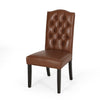 Elona Dining Chair Set of 2 | Crown Top | Brown Tufted Faux Leather
