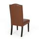 Elona Dining Chair Set of 2 | Crown Top | Brown Tufted Faux Leather