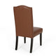 Elona Dining Chair Set of 2 | Crown Top | Brown Tufted Faux Leather BM335304
