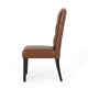 Elona Dining Chair Set of 2 | Crown Top | Brown Tufted Faux Leather