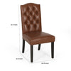Elona Dining Chair Set of 2 | Crown Top | Brown Tufted Faux Leather BM335304