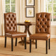 Elona Dining Chair Set of 2 | Crown Top | Brown Tufted Faux Leather