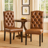 Elona Dining Chair Set of 2 | Crown Top | Brown Tufted Faux Leather