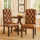 Elona Dining Chair Set of 2 | Crown Top | Brown Tufted Faux Leather