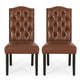 Elona Dining Chair Set of 2 | Crown Top | Brown Tufted Faux Leather